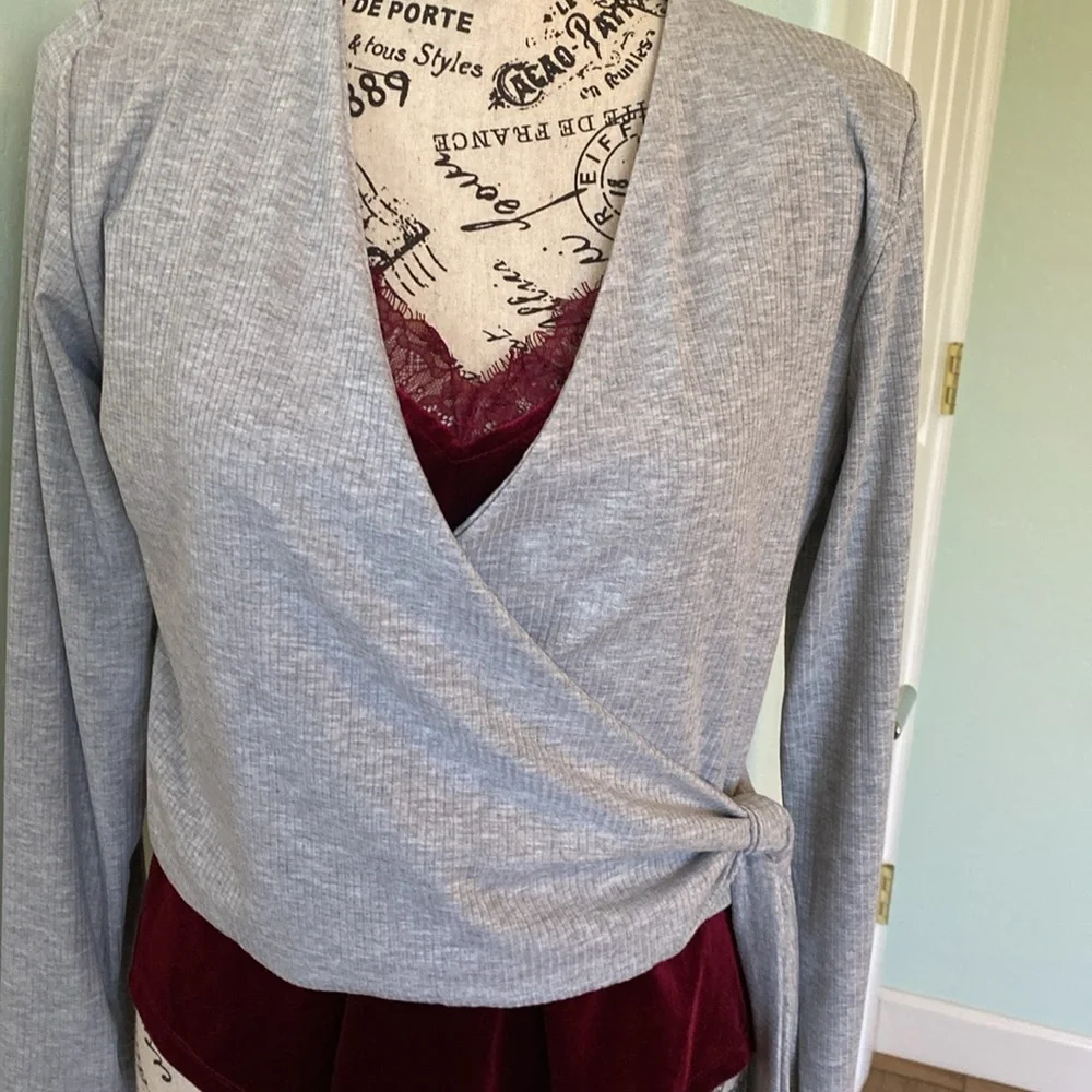 Tyche Ribbed Long Sleeve Wrap Top - Picture 3 of 8
